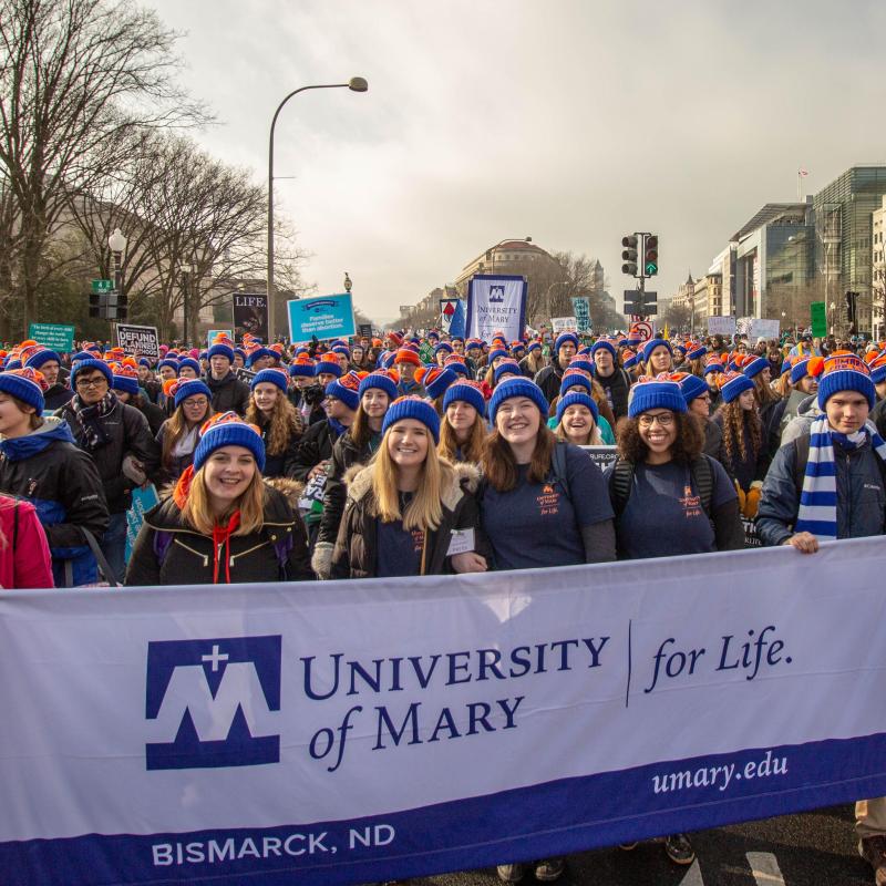  A group of University of Mary students at the national March for Life.