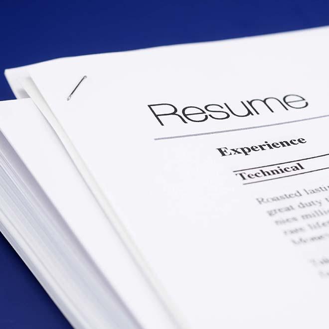 Closeup of resume papers
