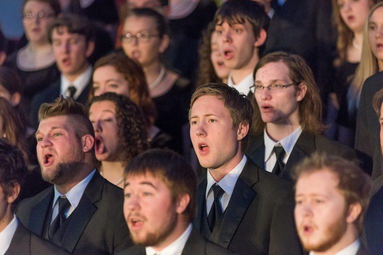 Choir singing at a chorus Christmas concert