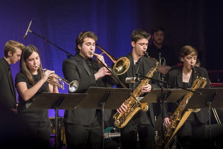 Jazz ensemble performing at a concert