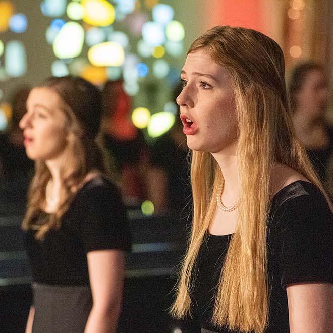 Choral students performing in chapel