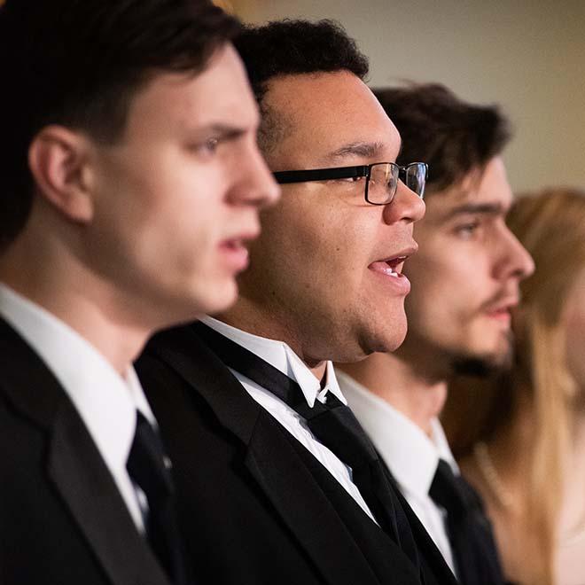 Men’s choir performing