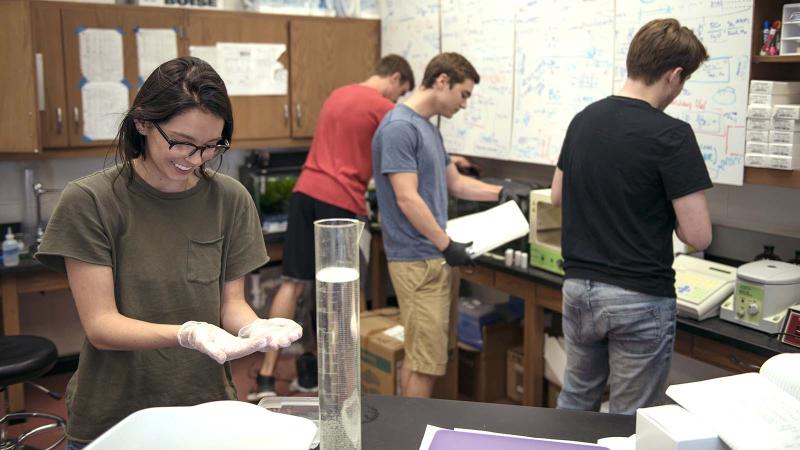 SURVE students in classroom working on research