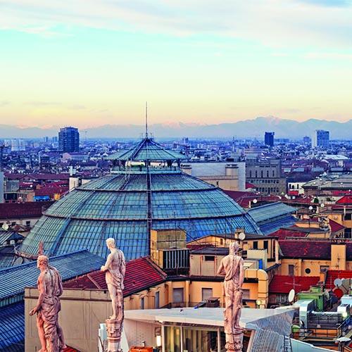 Aerial view of the Milan skyline.