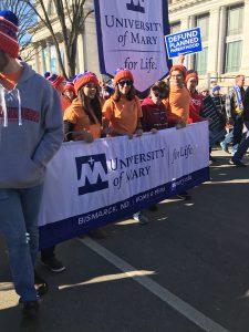 University of Mary students marching at the 2018 March for Life in Washington D.C.