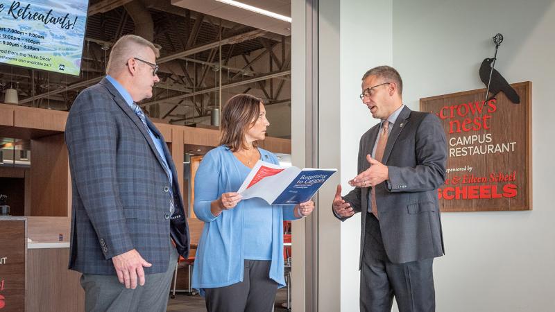 Members of the 10-person University of Mary Emergency Response Team (ERT): (Left) Retired General Dave Anderson; (Center) Vice President Brenda Nagel, and (Right) Executive Vice President Jerome Richter