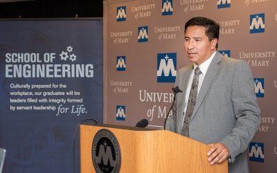 Scott Davis, executive director of the North Dakota Indian Affairs Commission and a Governor Burgum Cabinet member, spoke about engineering program’s benefit to the students.