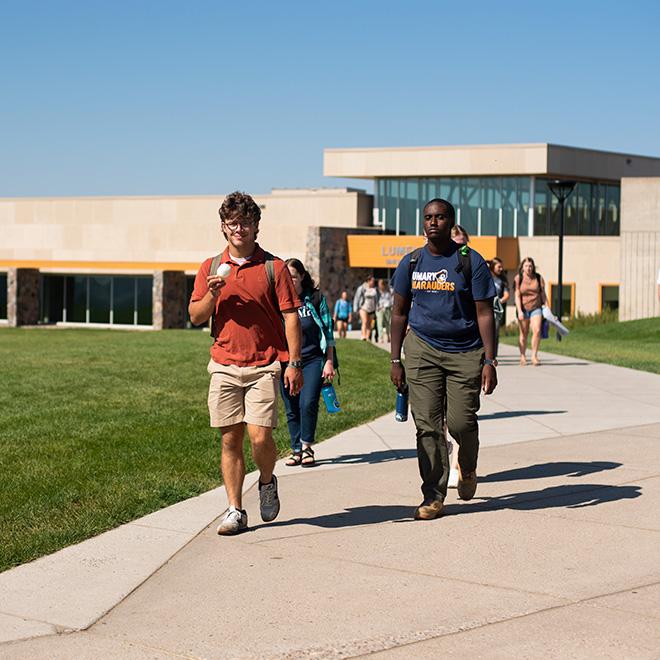 Students walking on campus