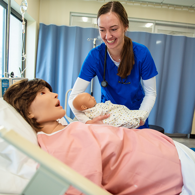 Students working in the simulation labs.