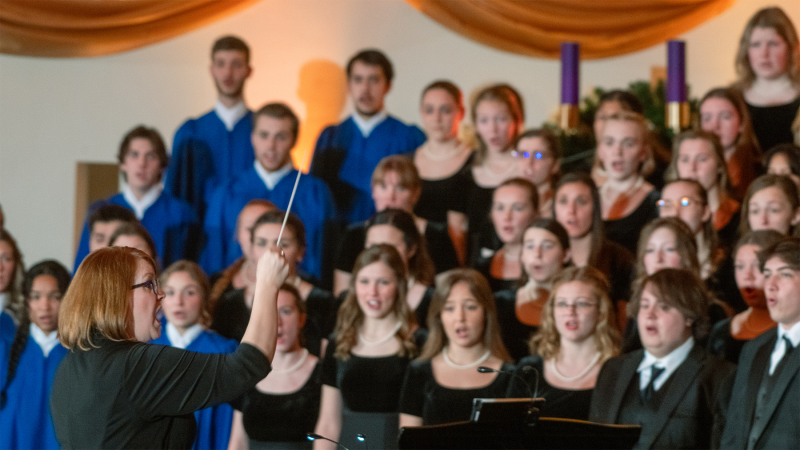 Choir singing at a chorus Christmas concert