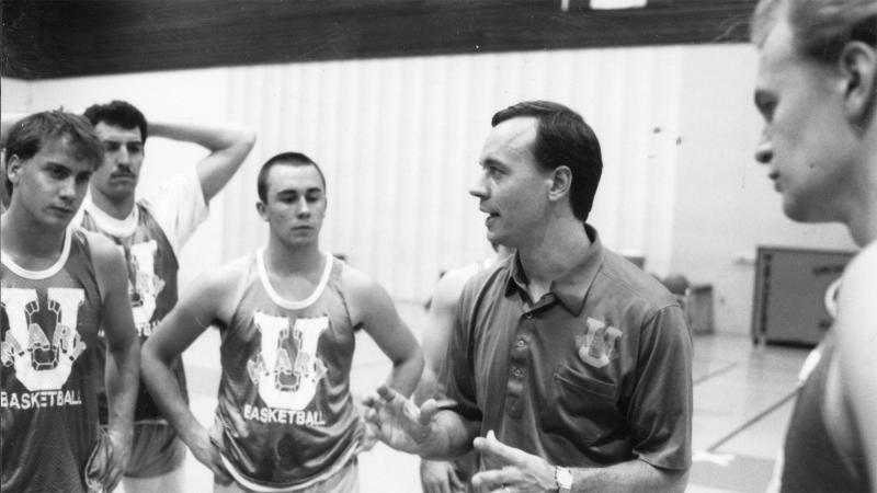 Rod Jonas coaching his team during a basketball practice