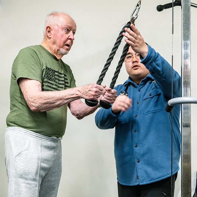 Student working with a client at the Exercise Science Pro Bono Clinic