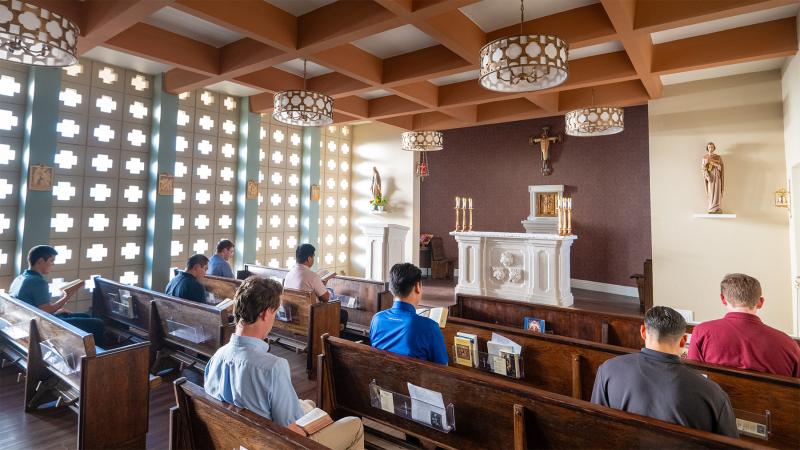 Seminarians in the chapel at the Nazareth Seminary.