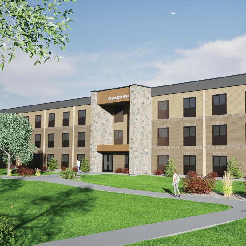 An artist's rendering shows the University of Mary's future St. Joseph's Residence Hall.