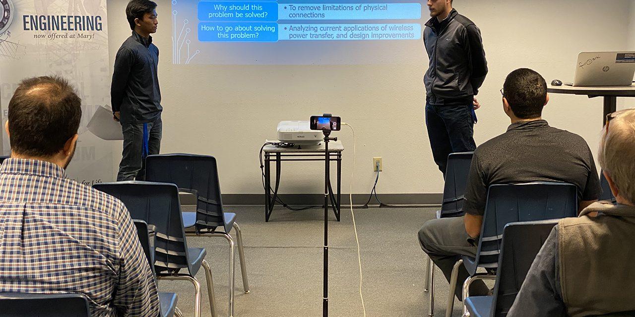 John Santiago (Port Chester, NY) and Josef Sollman (Port Angeles, WA) explain their cell phone wireless charging project