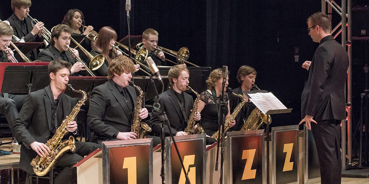 Jazz ensemble performing at a concert