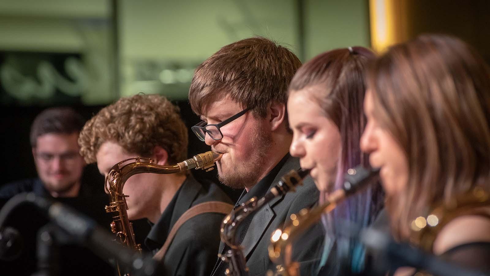Members of a woodwind ensemble performing