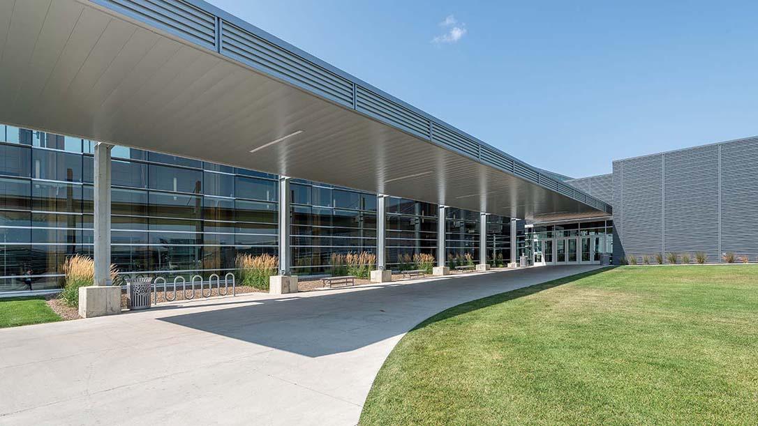 A view of the exterior of the Rough Rider Center in Watford City, ND