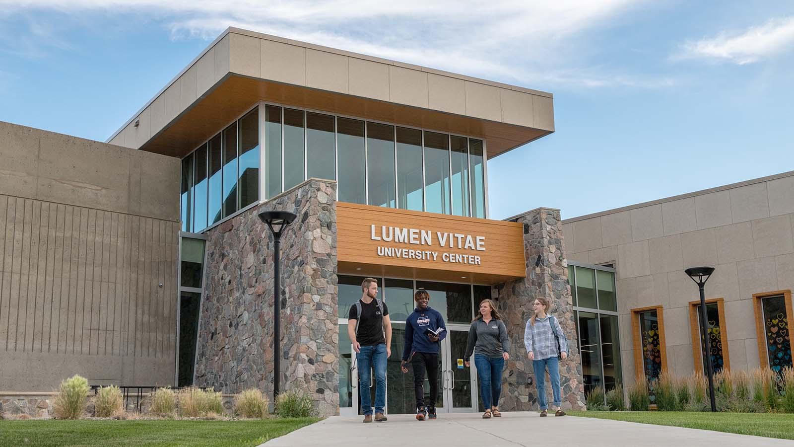 Exterior photo of the Lumen Vitae University Center