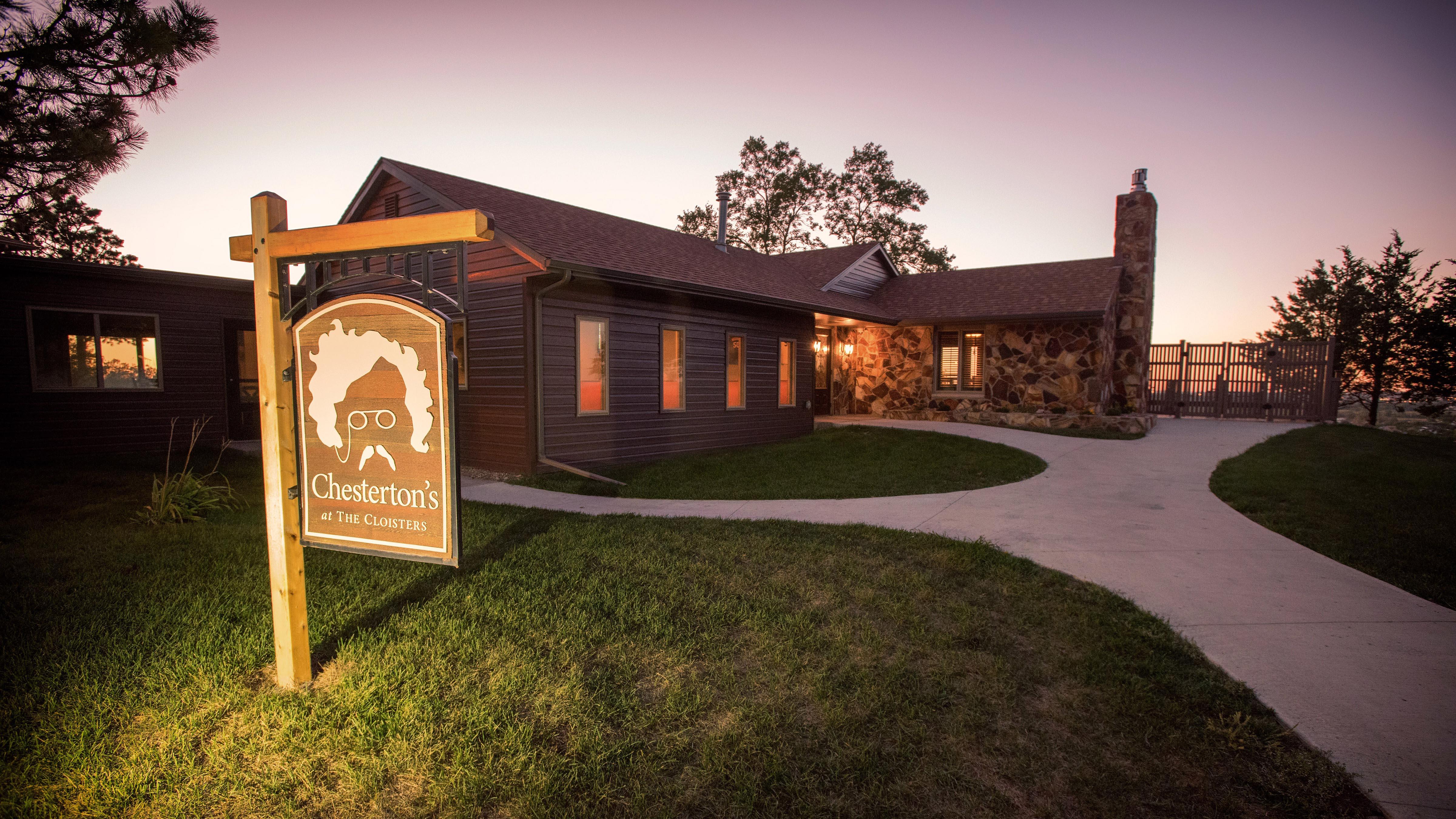 Exterior photo of Chesterton’s, the campus pub at the University of Mary.