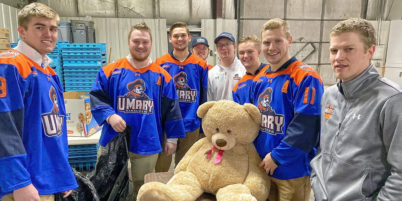 Hockey Team with Large Bear