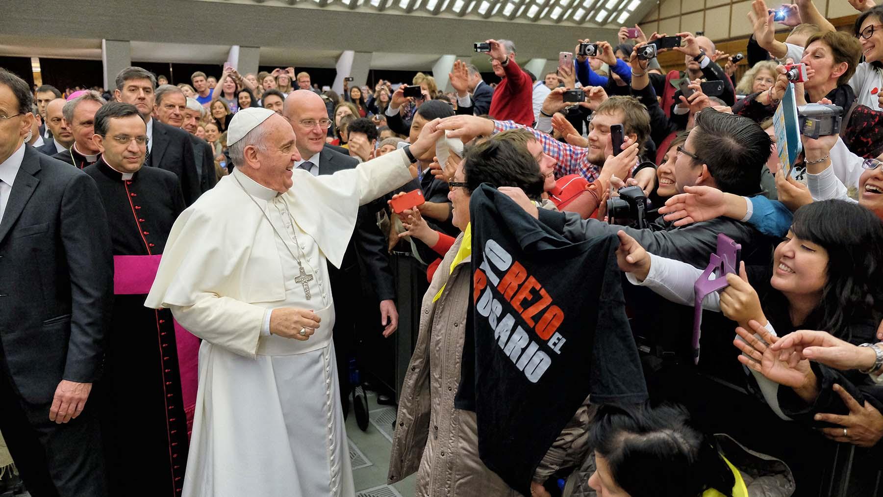 Pope Francis and University of Mary Student Exchange Zucchettos
