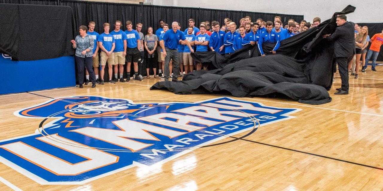 University of Mary President Monsignor James Shea and Athletic Director Dale Lennon Unveil New Marauders Logo