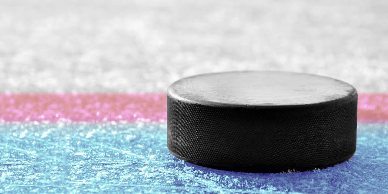 Hockey puck on ice