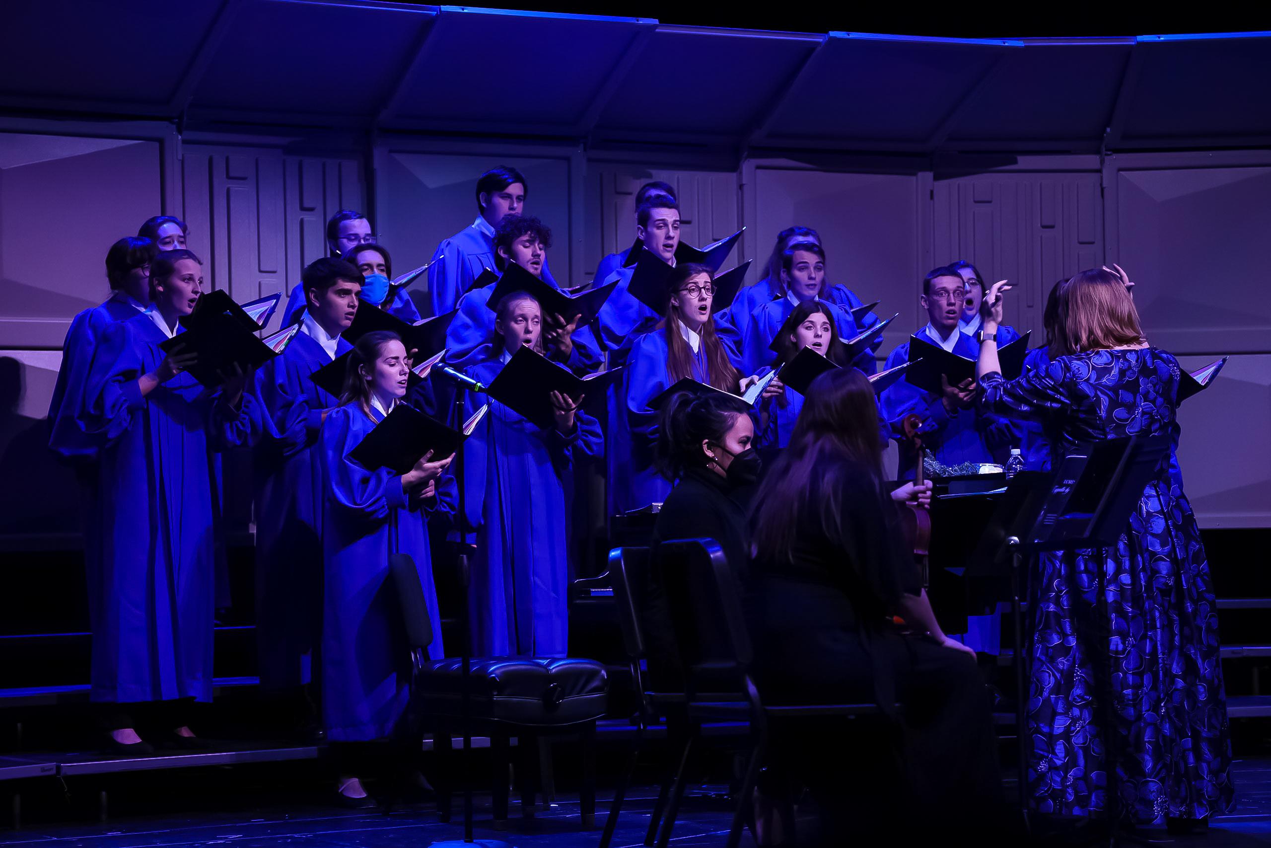 Cappella choir singing on stage