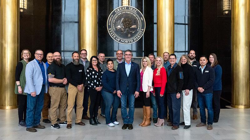 Leadership North Dakota team at the Capital with Governor Burgum