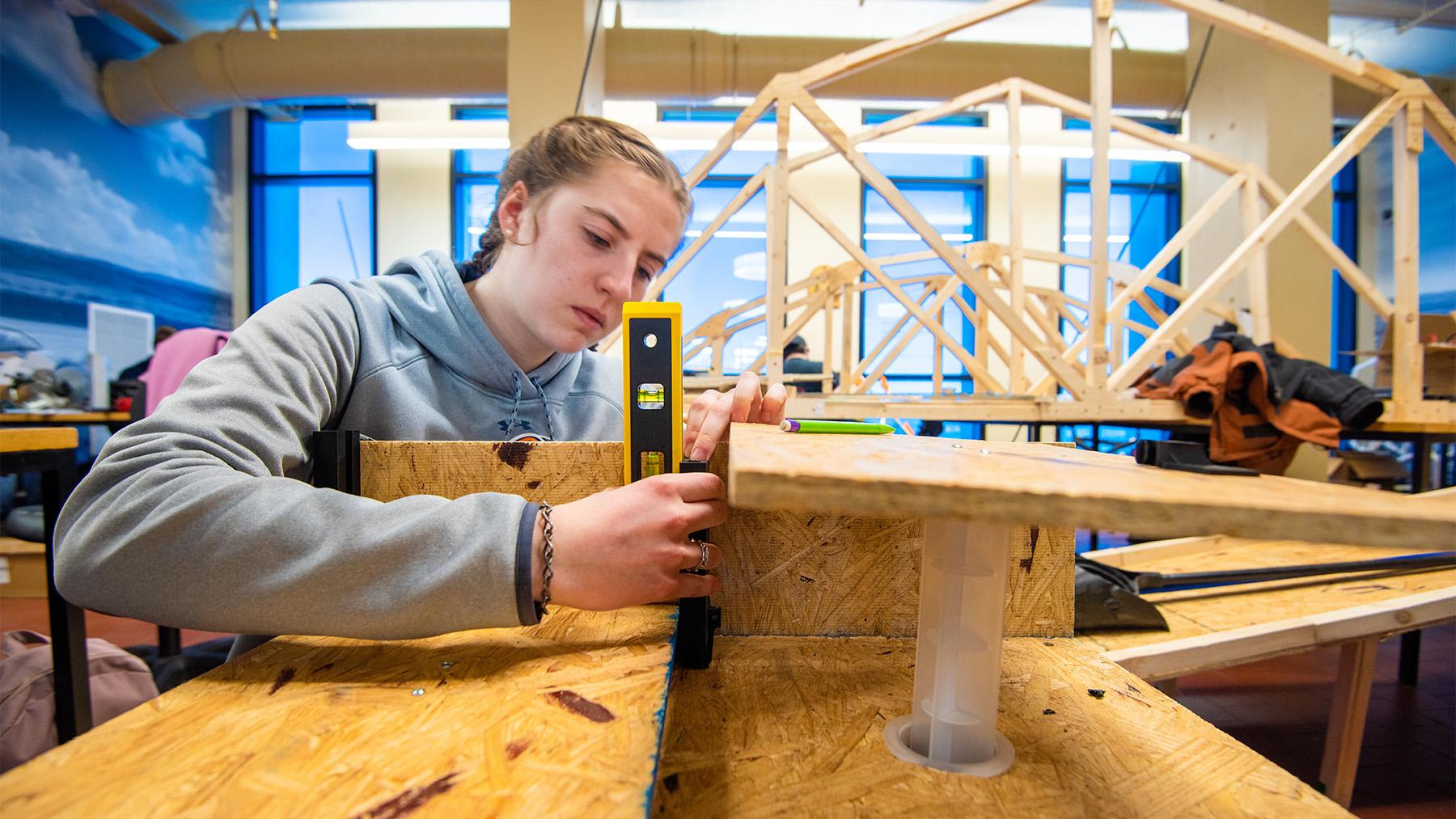 Engineering students in the workshop