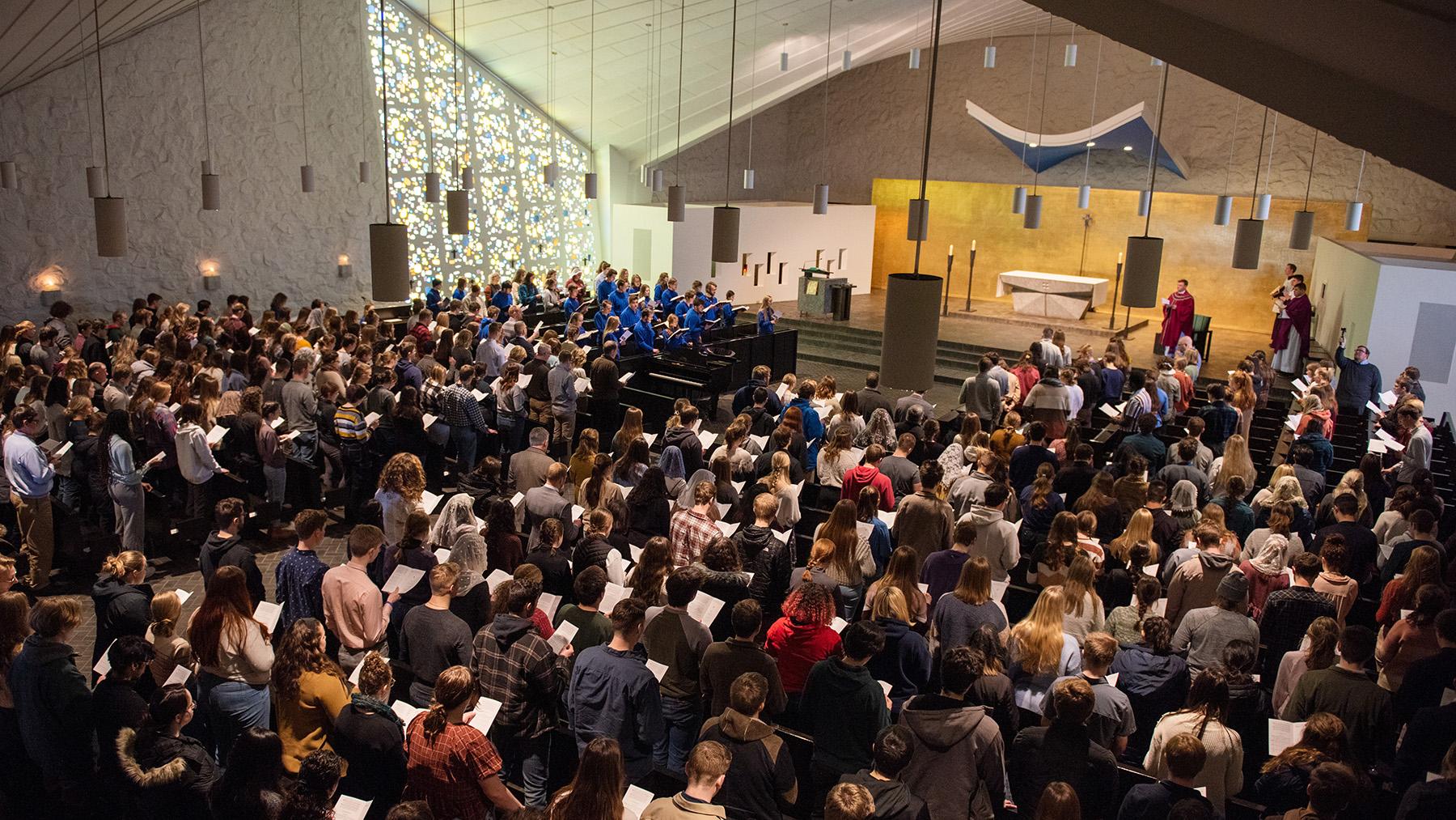 Students at Mass