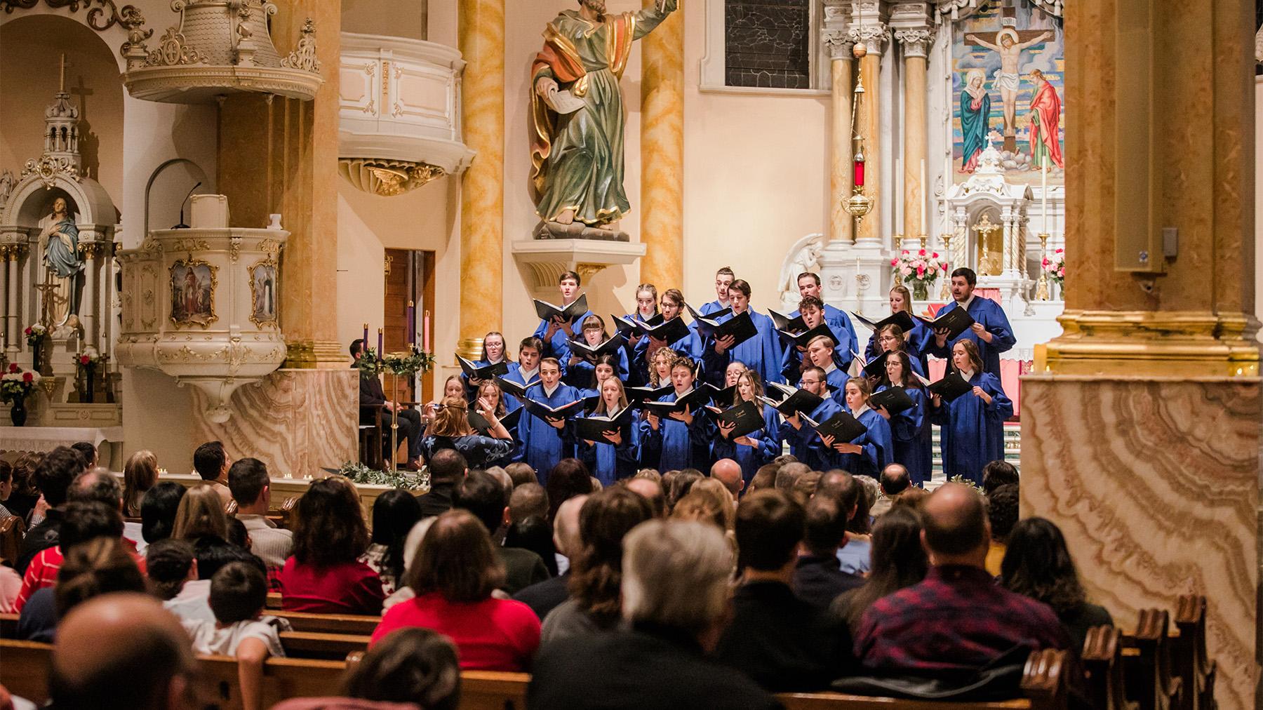 Our Capella students in saint Paul cathedral, Minneapolis