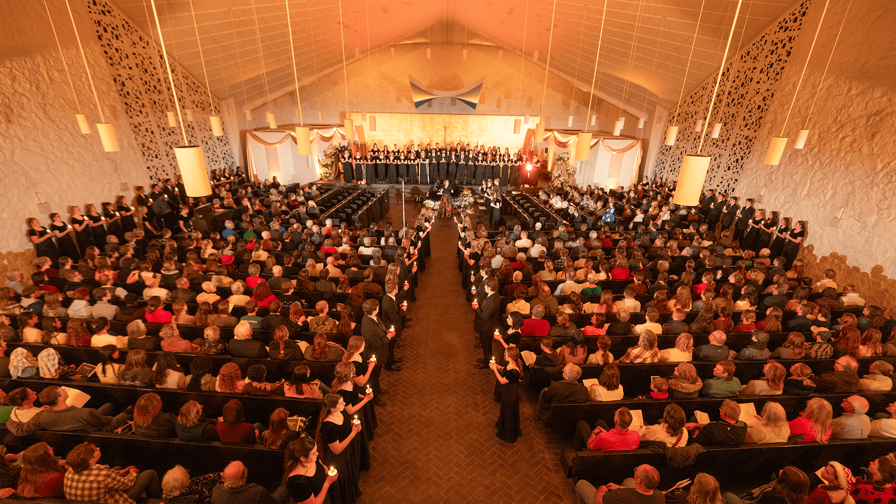 Choir performing in the Our Lady of the Annunciation Chapel at the annual Christmas at Mary concert