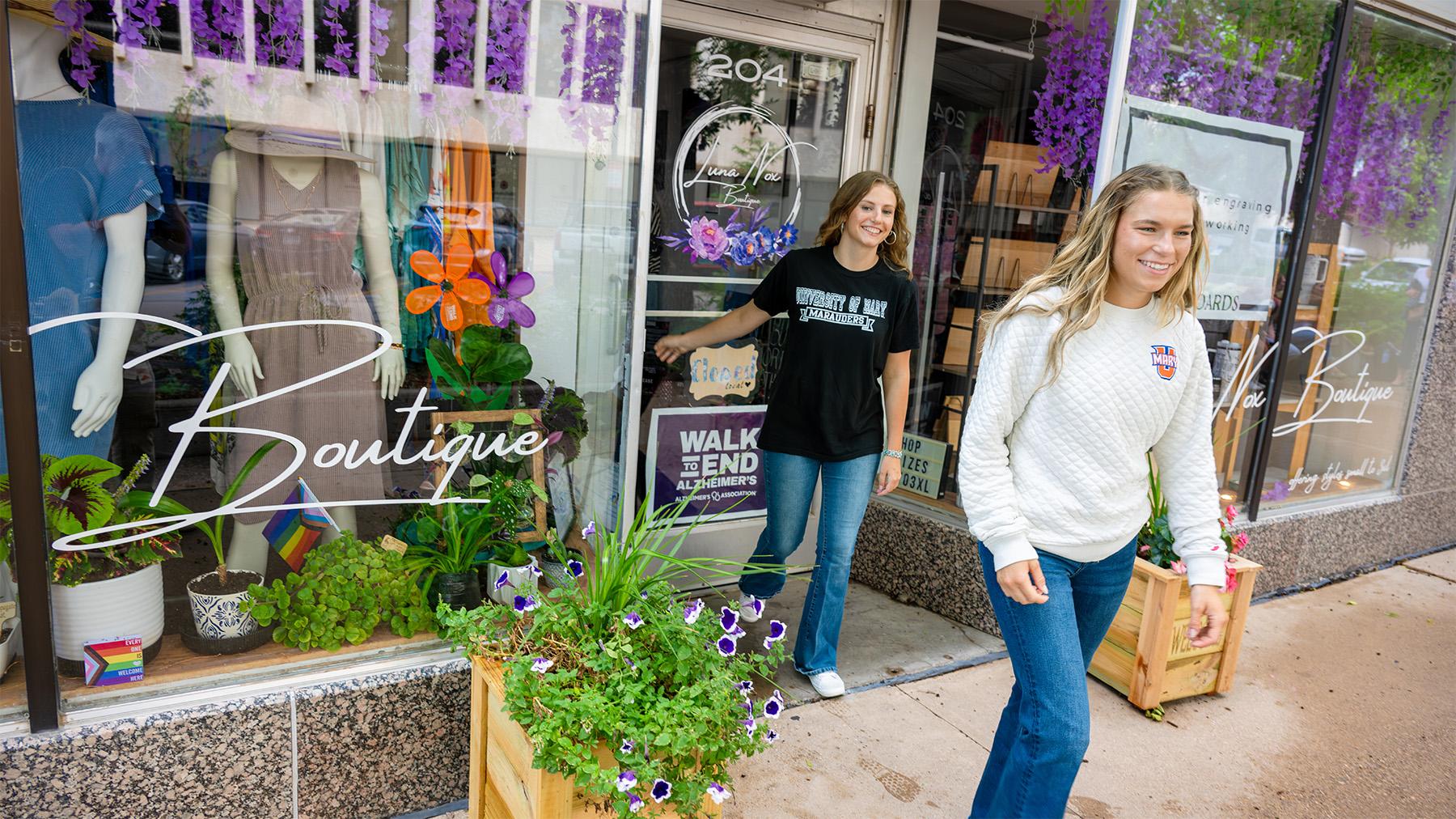 Students shopping at a local boutique