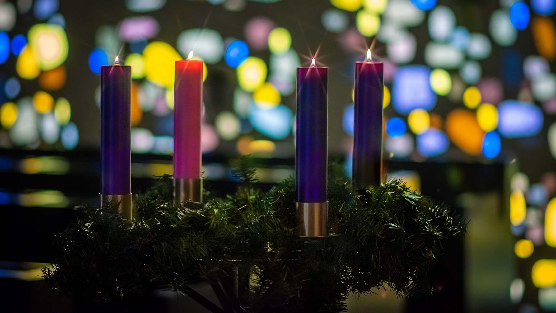 Advent candles in chapel